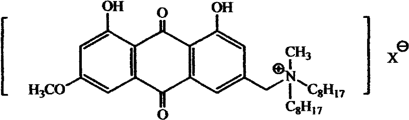 Emodin di-n-octyl quaternary ammonium salt with anti-leukemia activity and preparation method thereof
