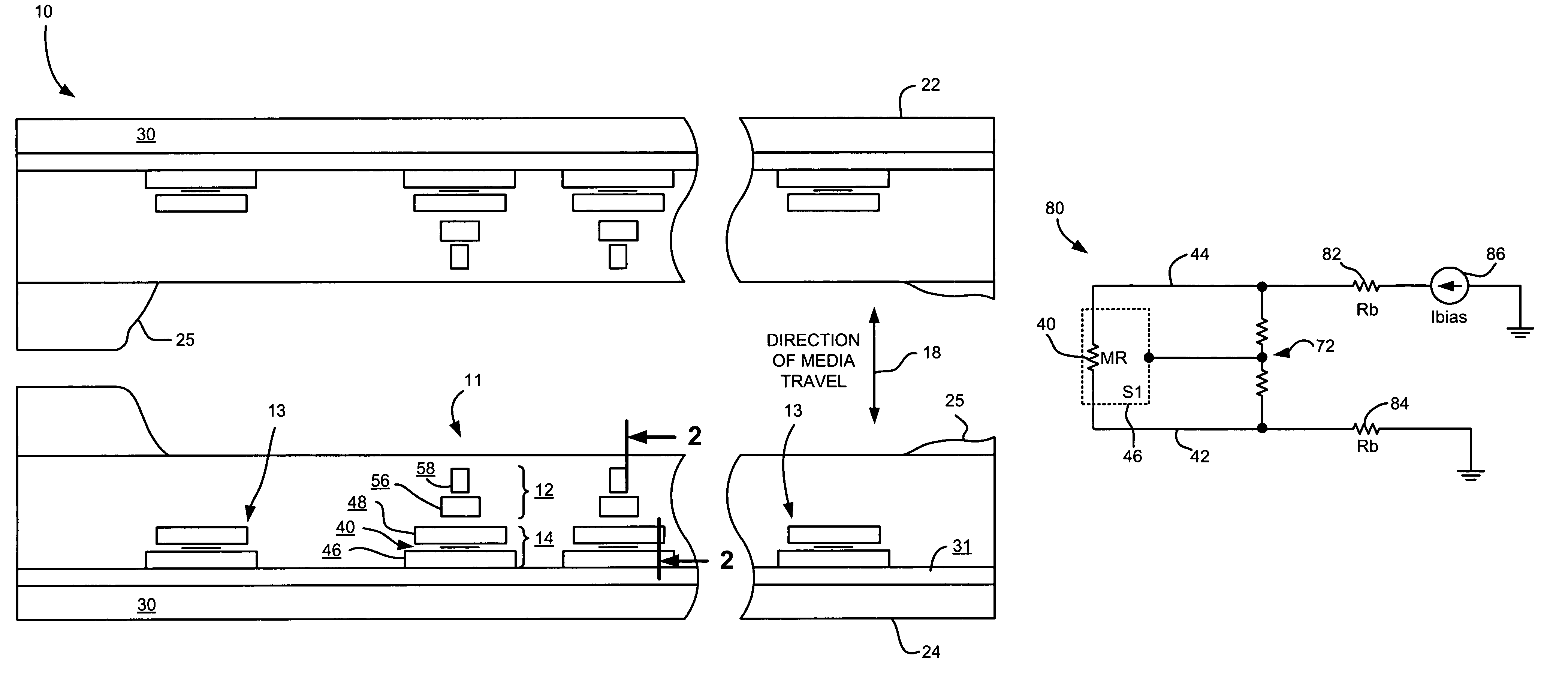 Magnetic data system having bias circuit with bias resistor