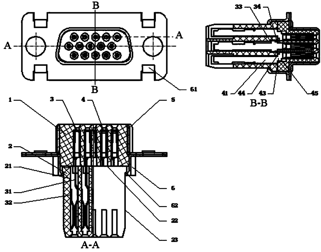 Floating type DB serial port socket connector