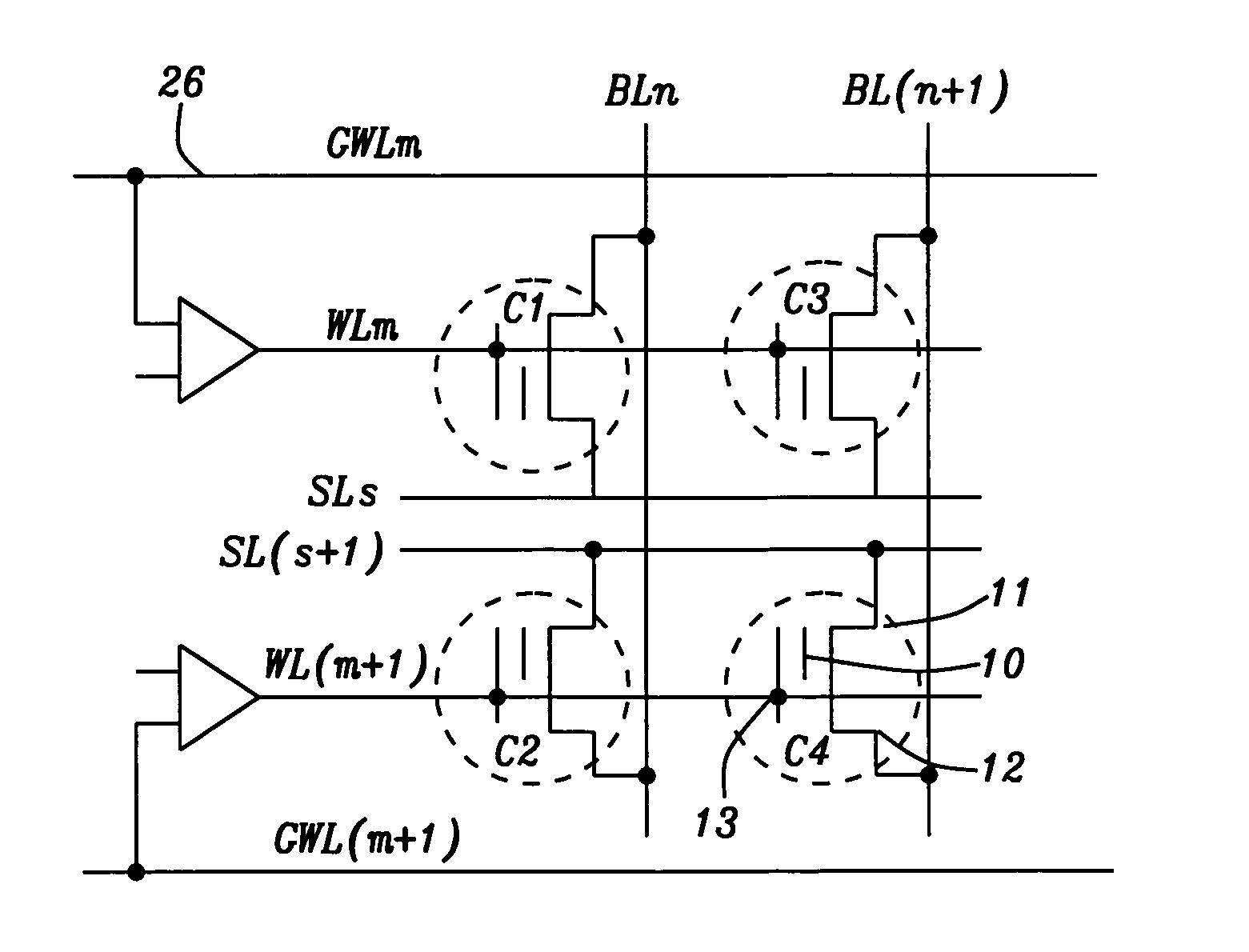 Array structure of two-transistor cells with merged floating gates for byte erase and re-write if disturbed algorithm