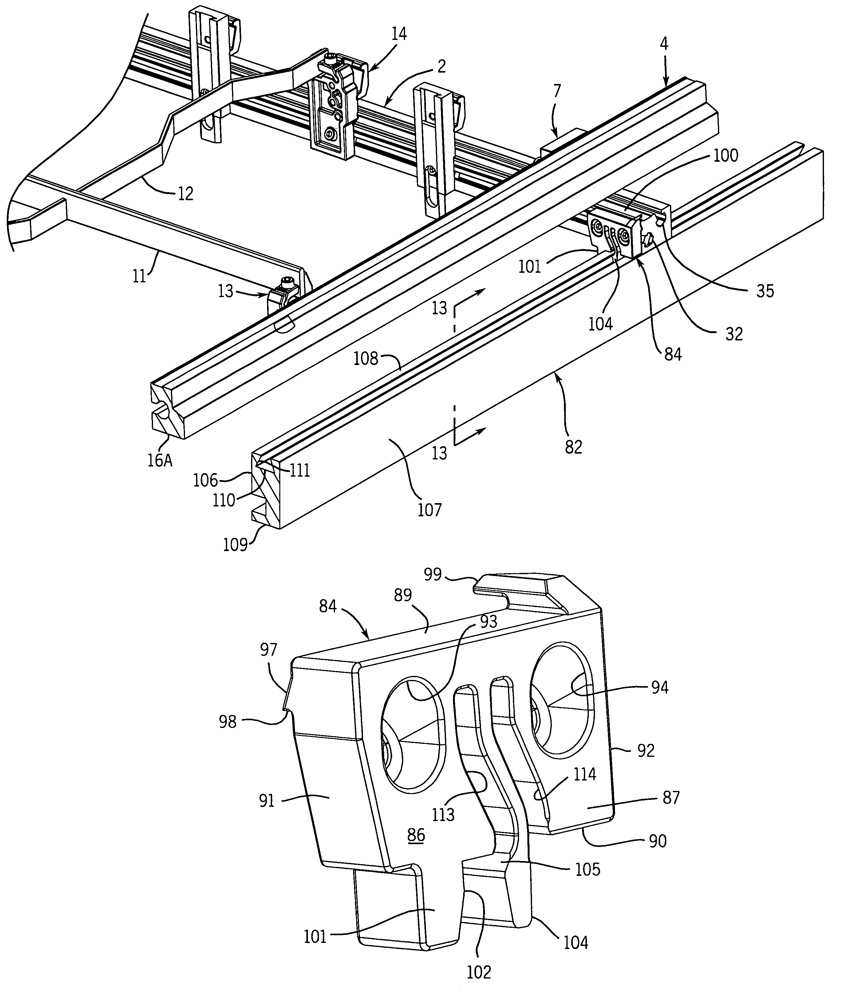 Locator bracket for the lower frame assembly of a blanking tool