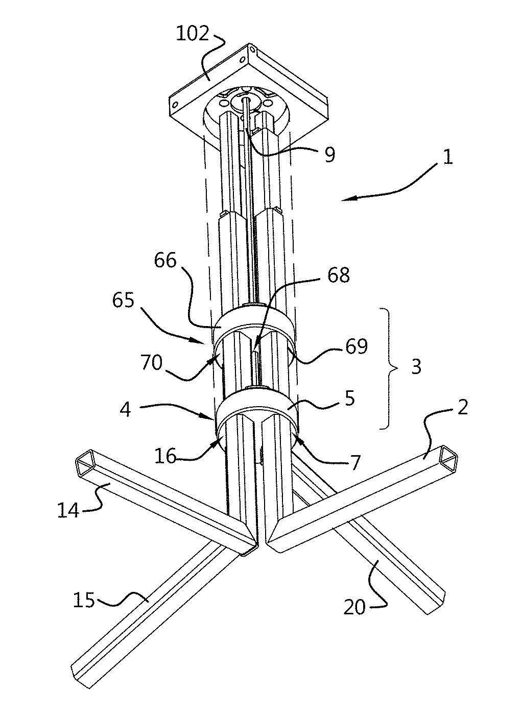 Height adjustable stand and a table comprising the same
