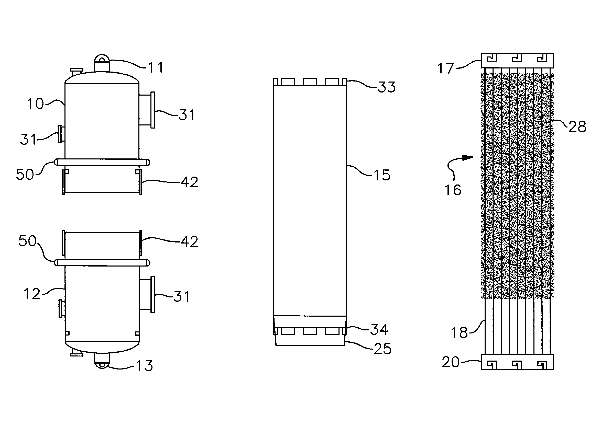 Headless suspended lass transfer and reaction tower