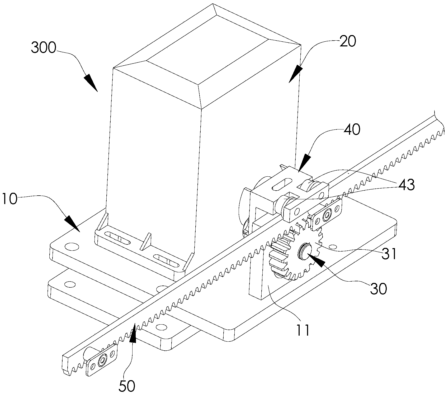 Self-adaptive drive device of trackless sliding door and door with device