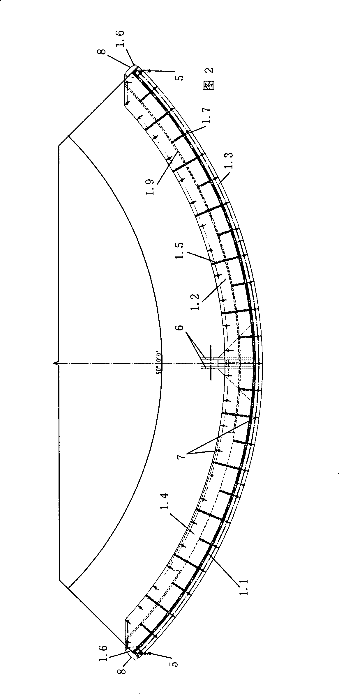 Mine down-hole circular arc arched splitting upper turn-over type water protecting gate