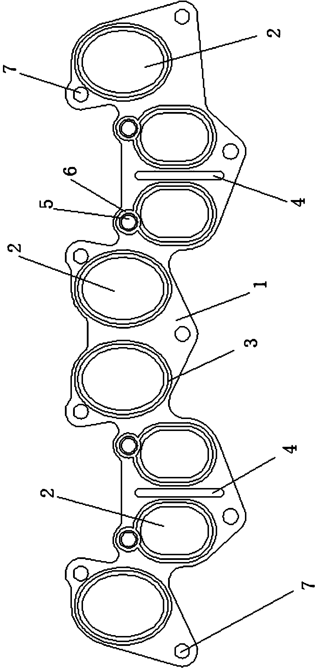 W-shaped exhaust gasket structure