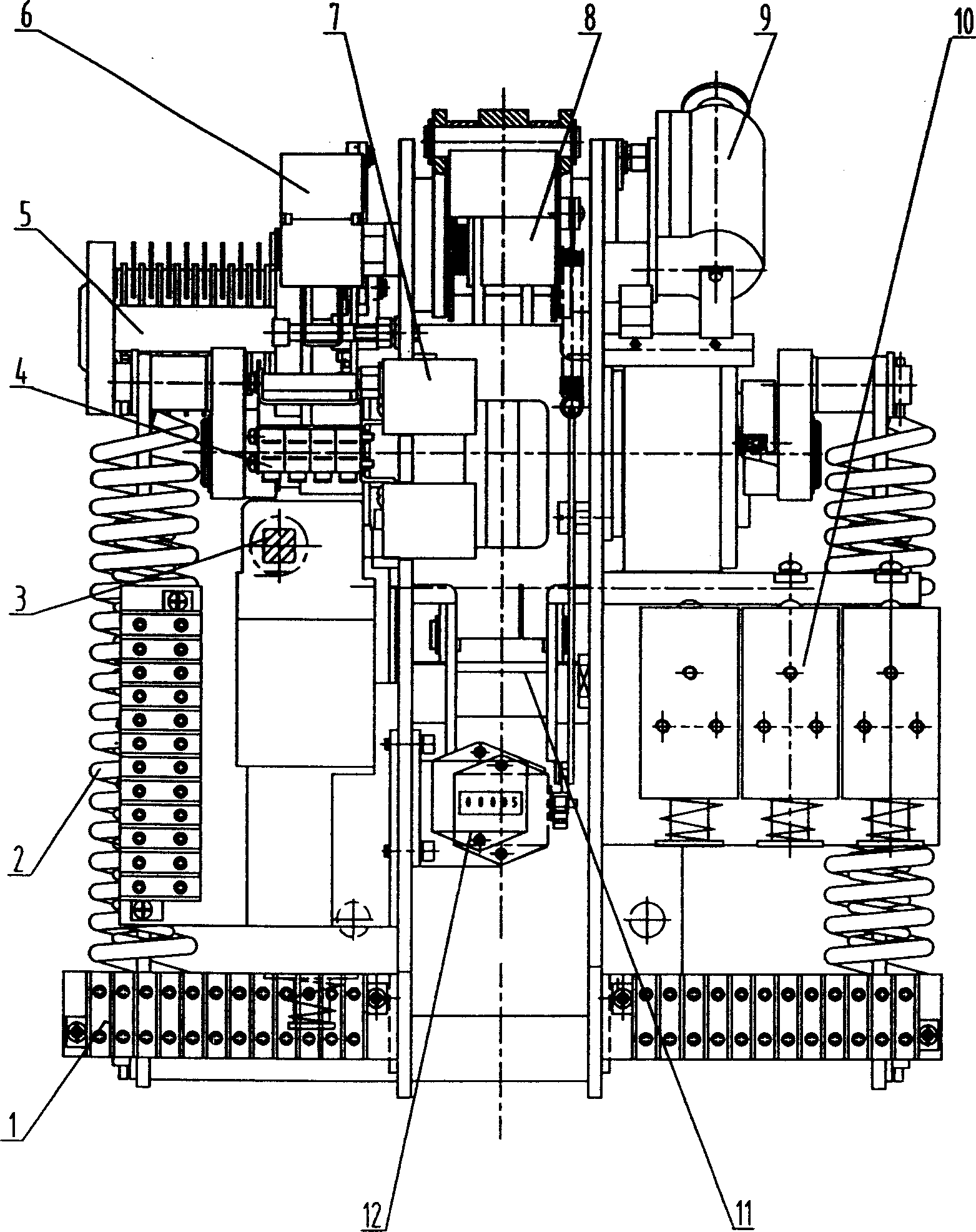 Small size spring operating mechanism for vacuum circuit breaker