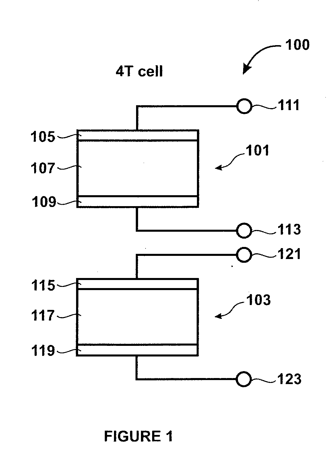 Four terminal multi-junction thin film photovoltaic device and method