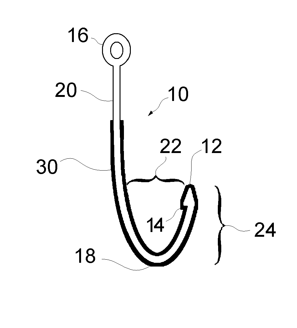 Antimicrobial containing fish hook and method of using and manufacturing same