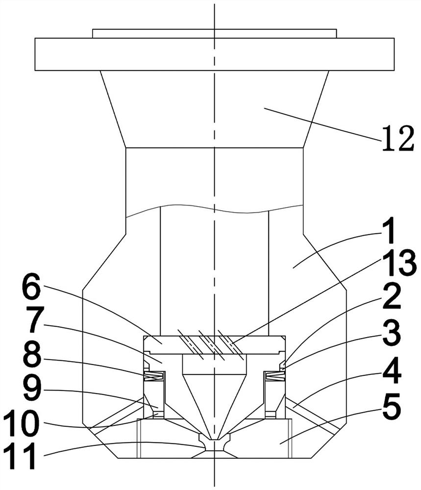 An atomizing nozzle with automatic switching of high and low pressure