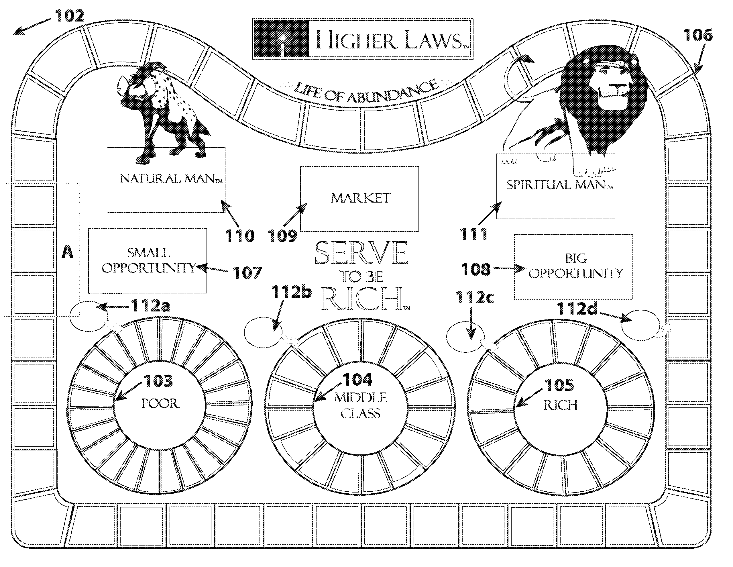 Board game for teaching principles of abundance