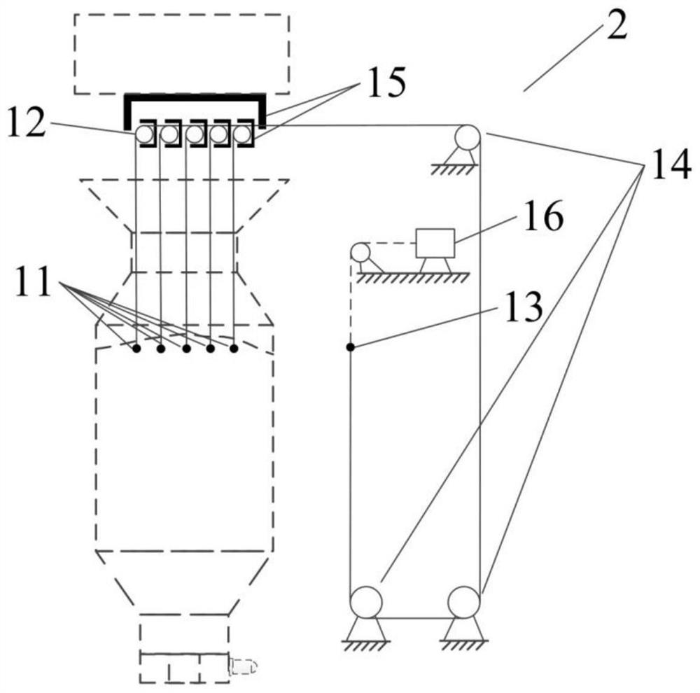 Tracer chain detection method and device for tracking flow track and speed of bulk material