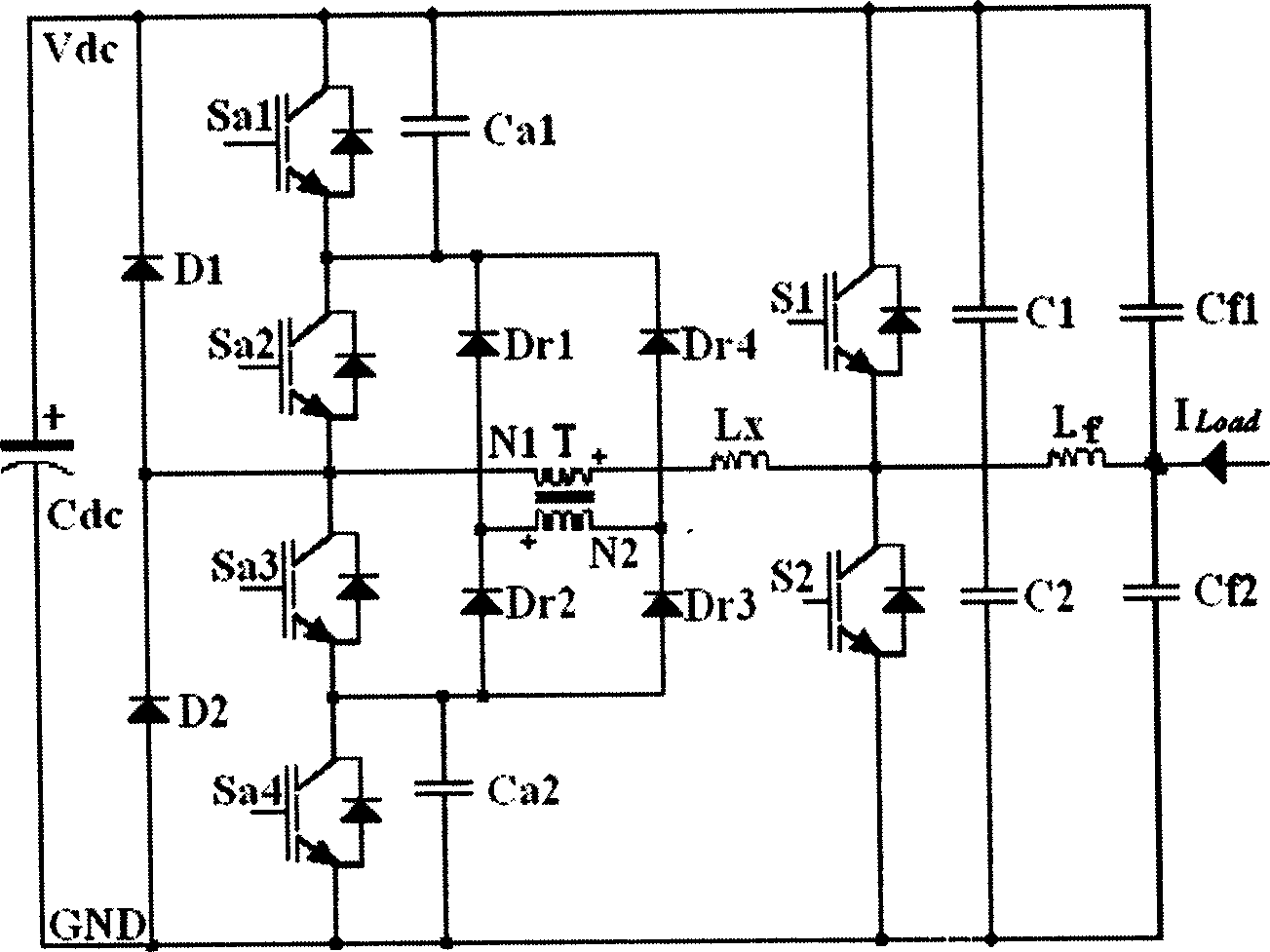 Zero voltage, zero current switch type inverter based on transformer auxiliary current converting