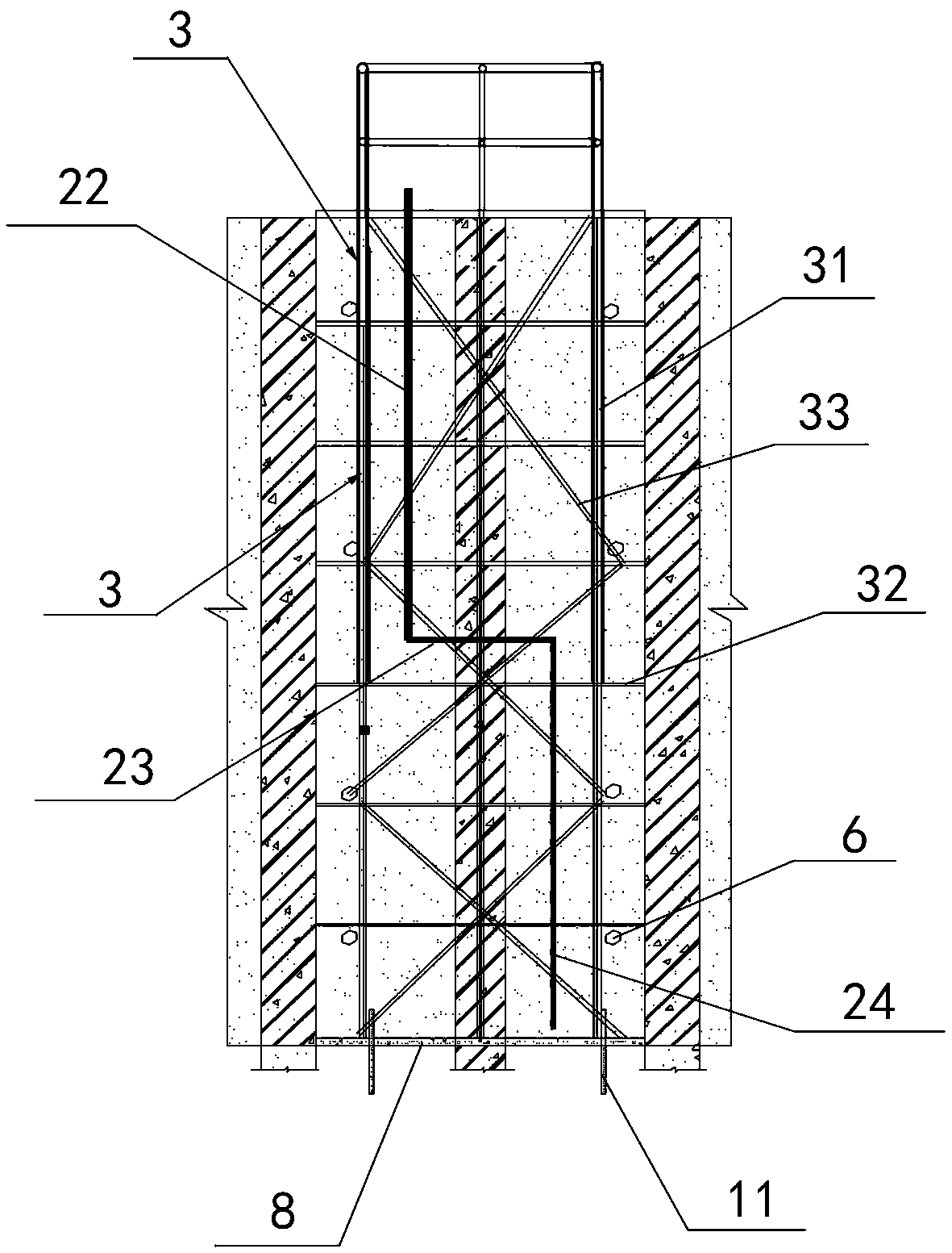 Deep foundation pit concrete pumping system and construction method thereof