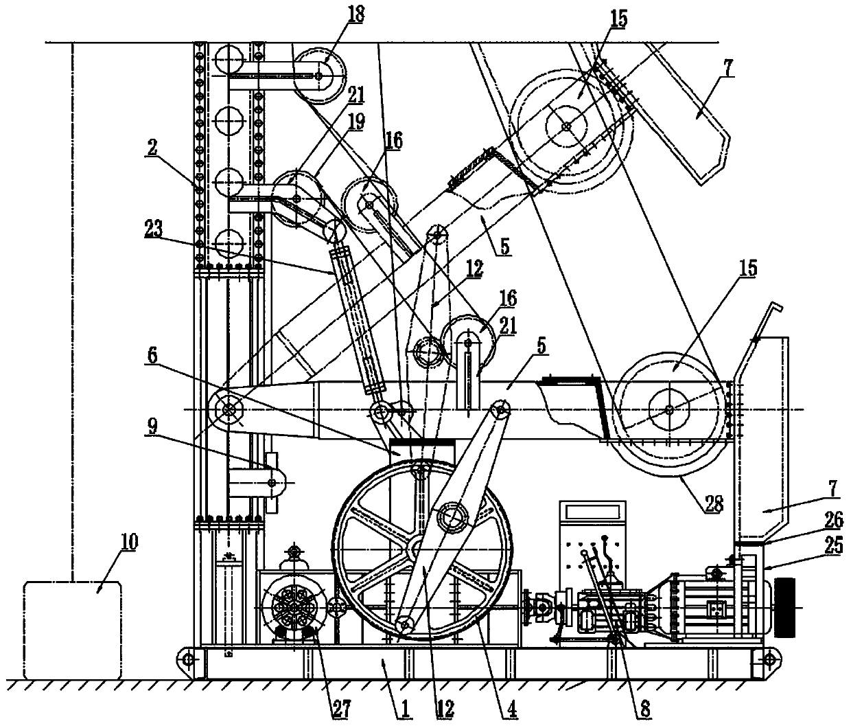 Rear tilt angle pumping unit