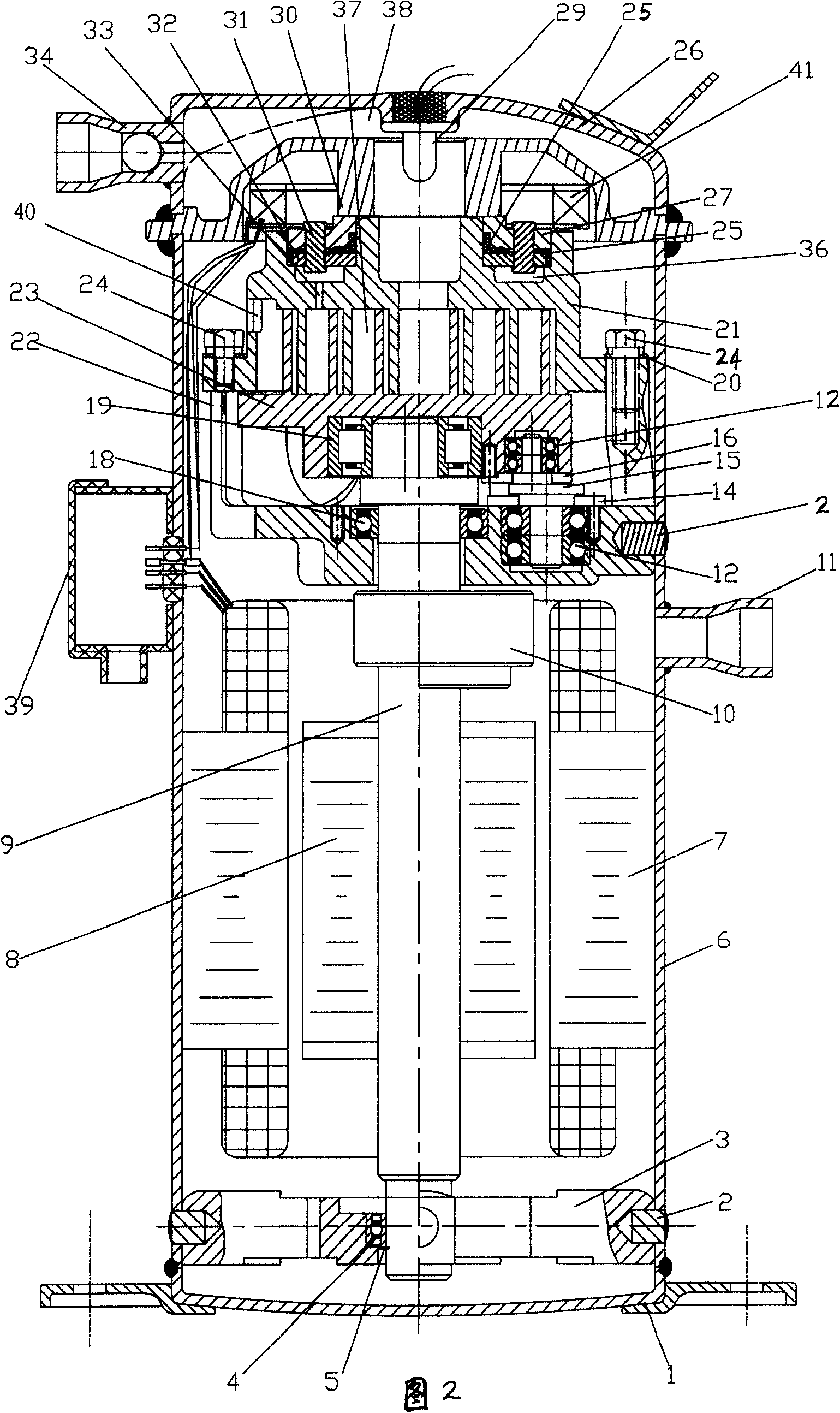 Oil-free vortex air conditioner compressor