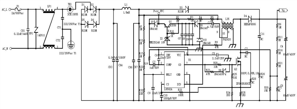 200W LED driving power supply circuit