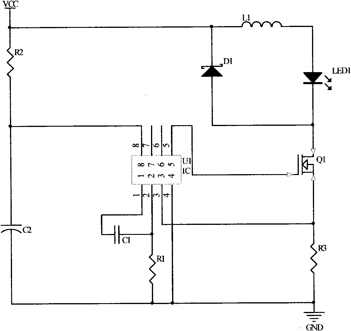 Efficient energy saving method for driving LED (light-emitting diode) by high frequency and narrow pulse