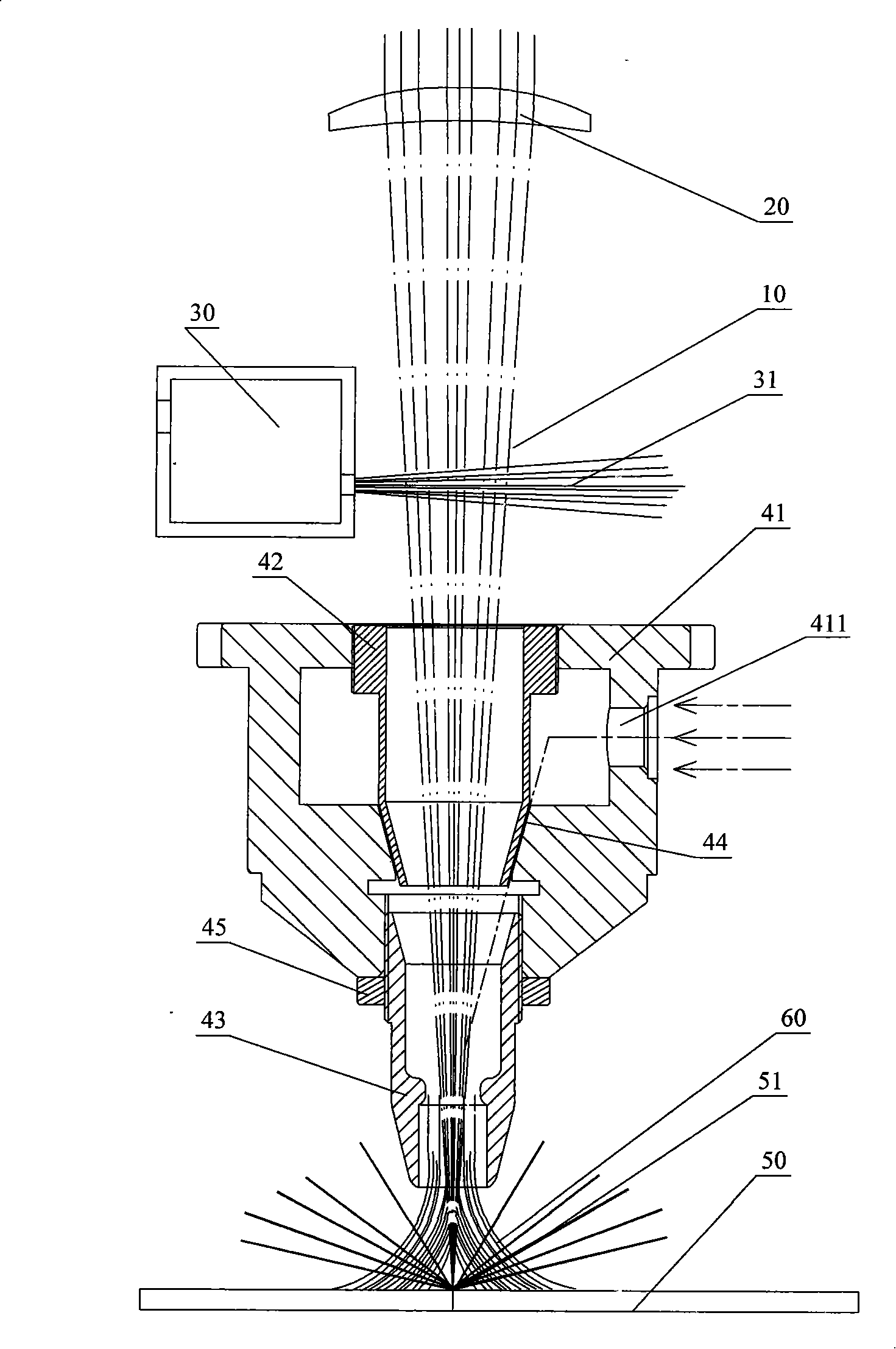 Cover gas blowing device for laser welder head