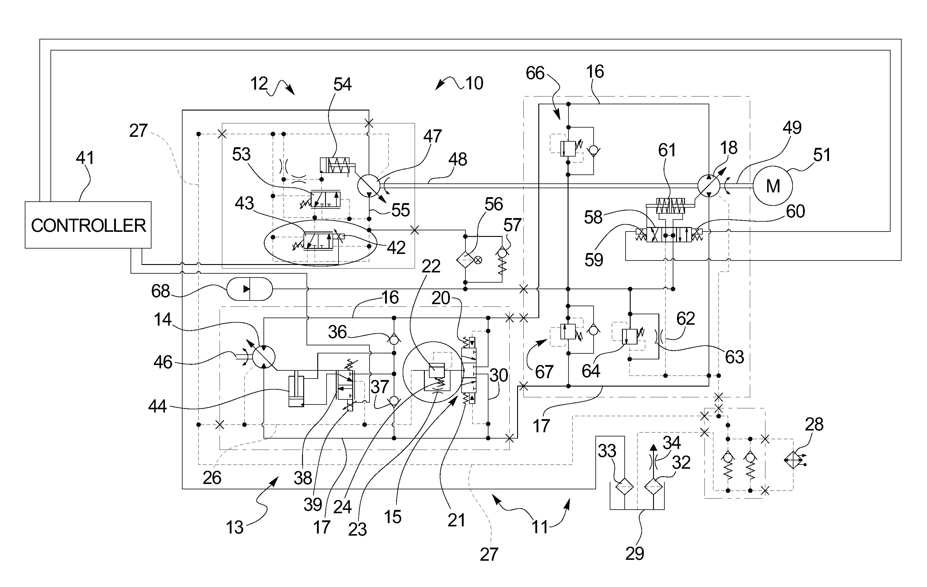 Hydrostatic Circuits with Variable Charge and Variable Flushing Systems