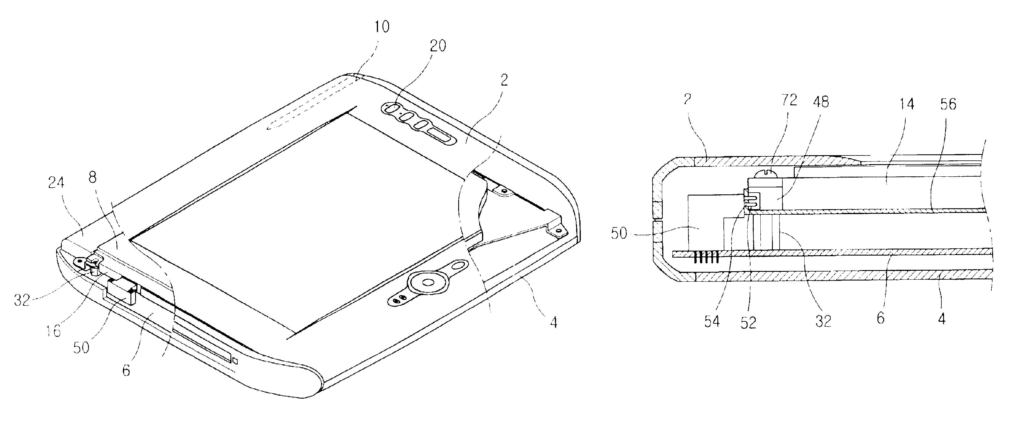 Portable electronic device having LCD and touch screen