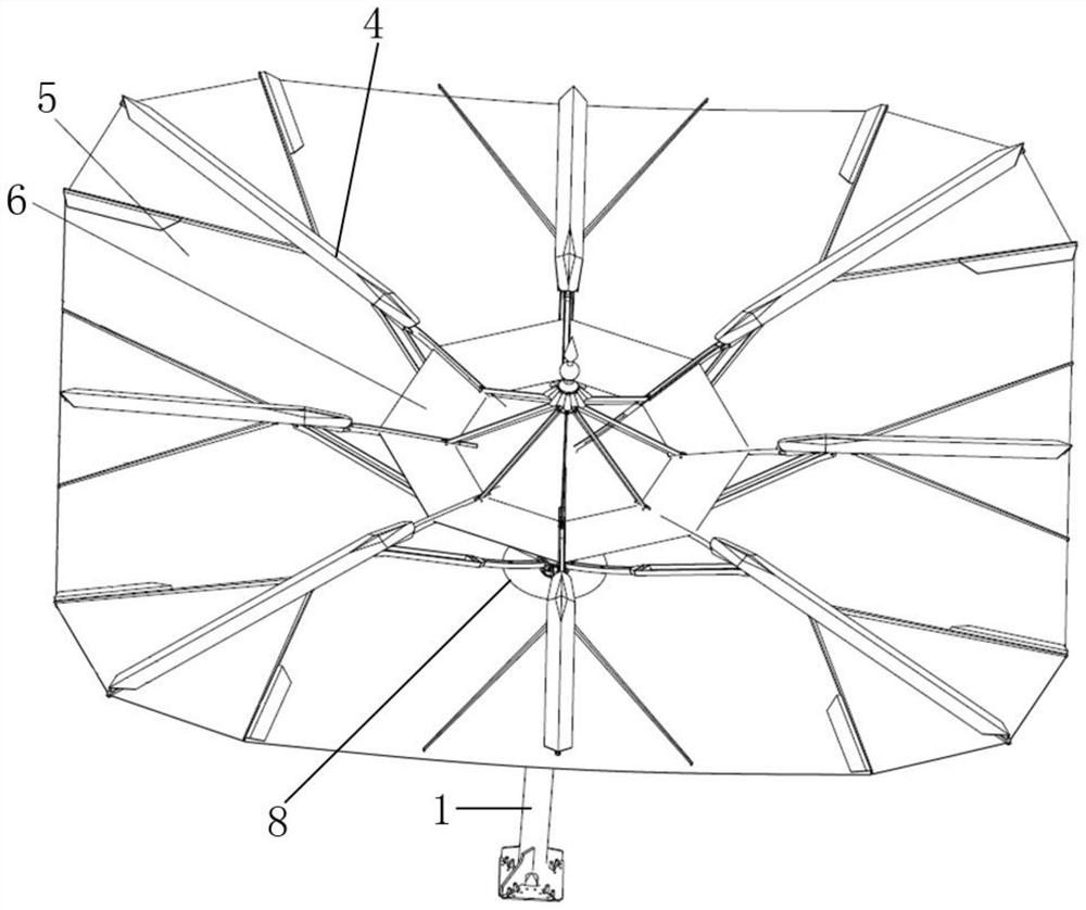 Stepless telescopic giant folding umbrella