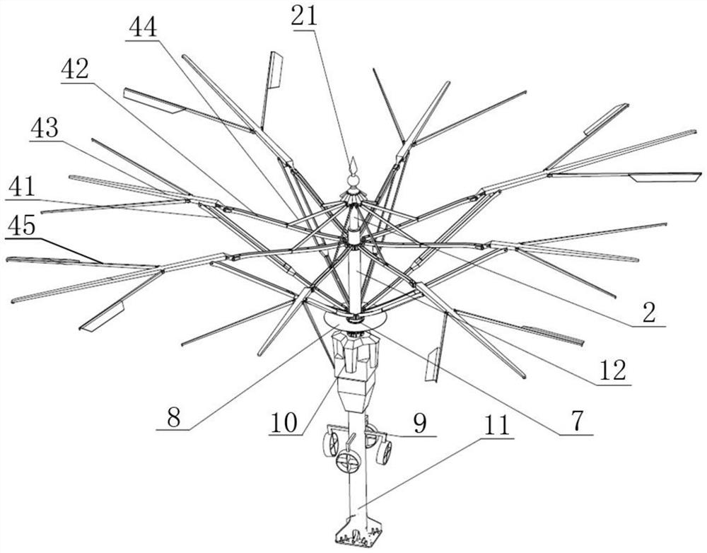 Stepless telescopic giant folding umbrella