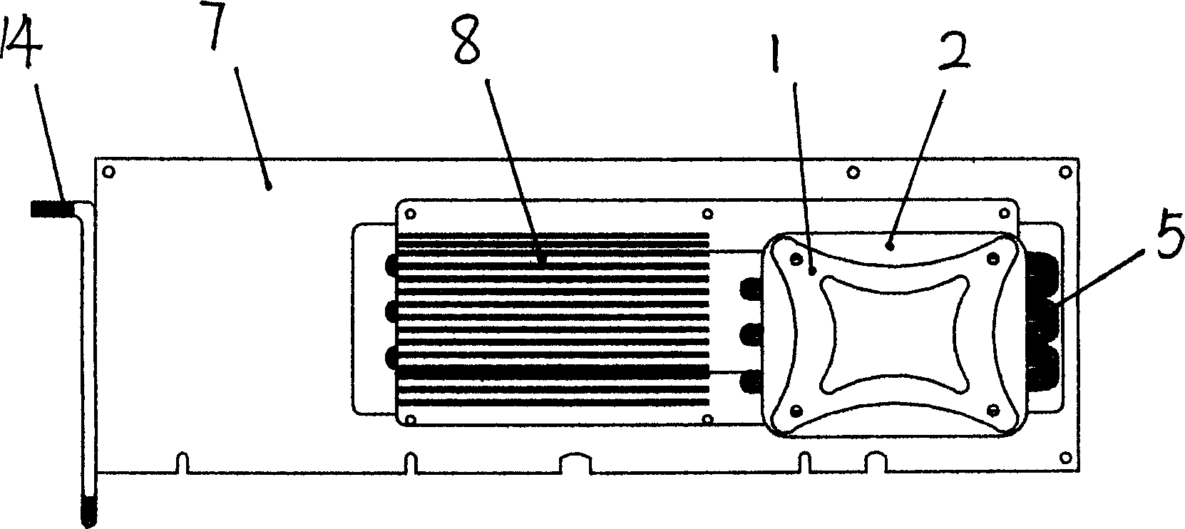 Non-fan cooling device for CPU of passive baseplate type engineering controlled computer