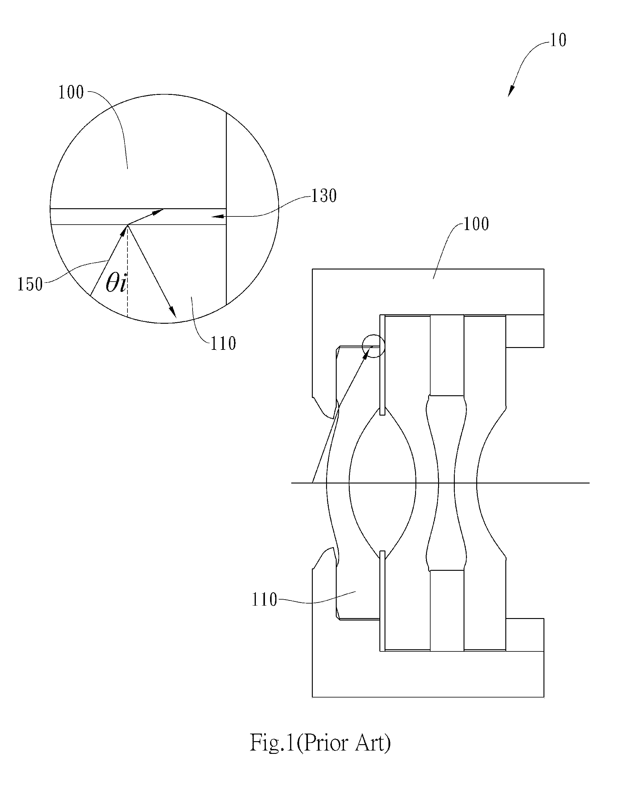 Optical lens assembly having an optical refractive index matching layer