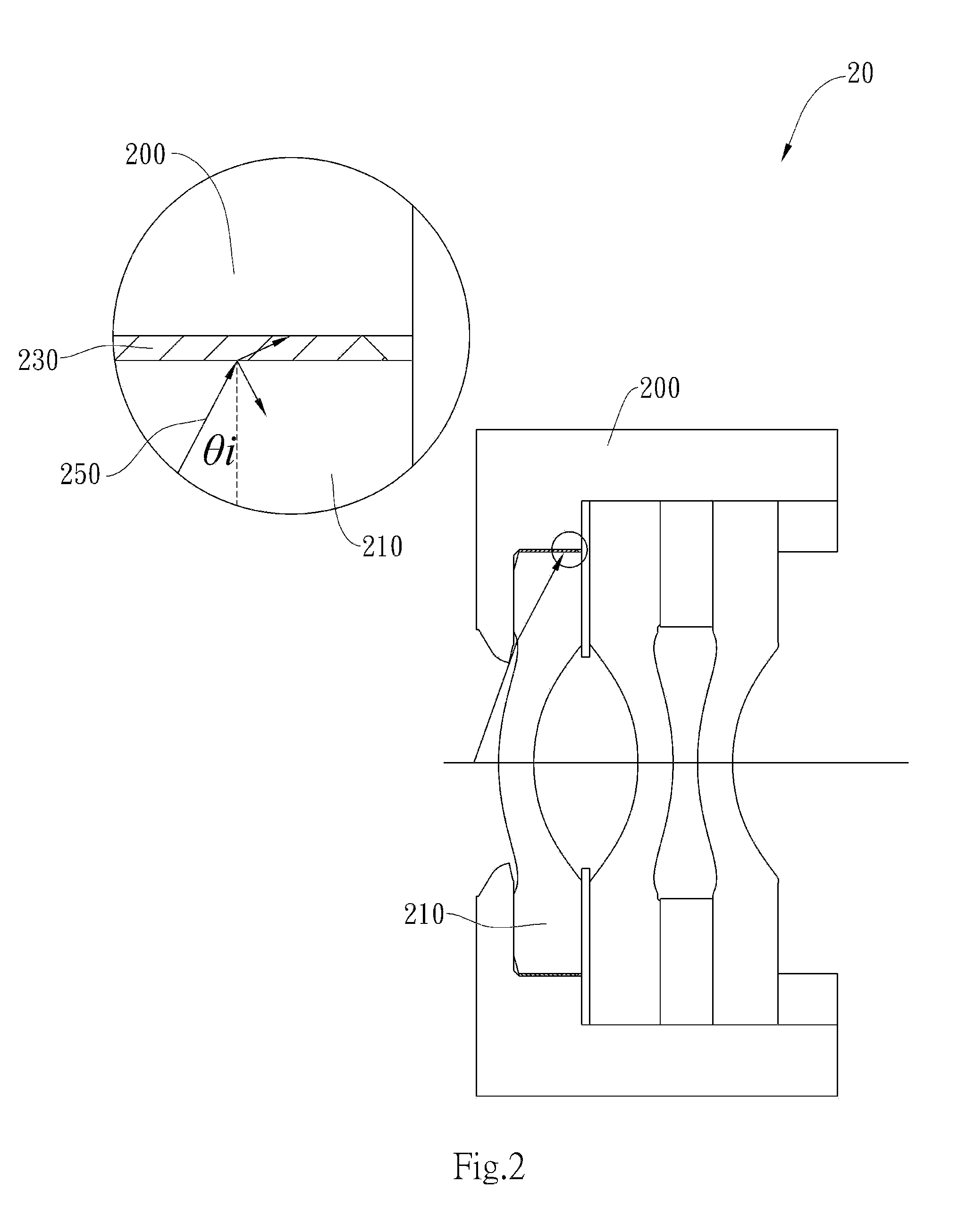 Optical lens assembly having an optical refractive index matching layer