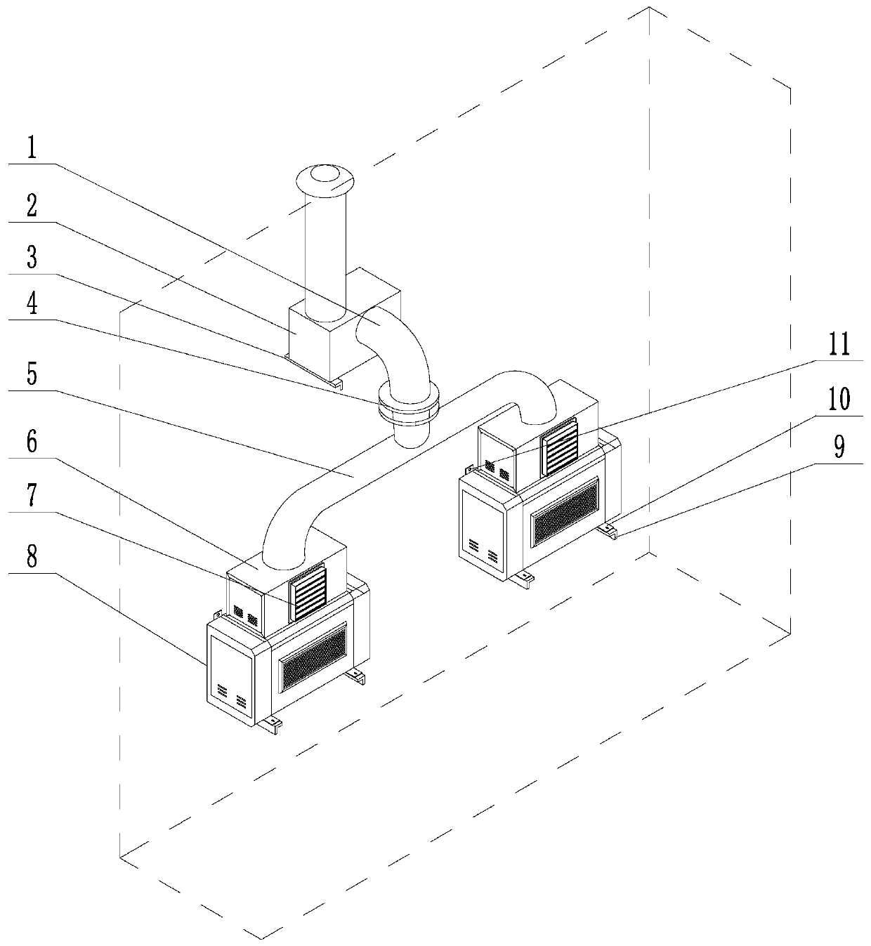 Wall-mounted deodorization system for garbage transfer station