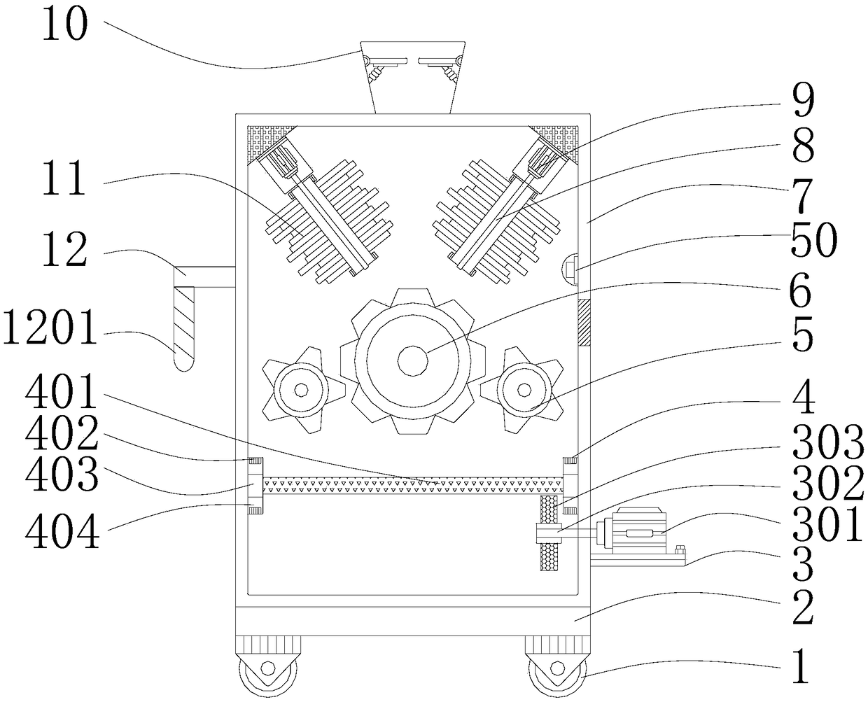 Material crushing lighting device