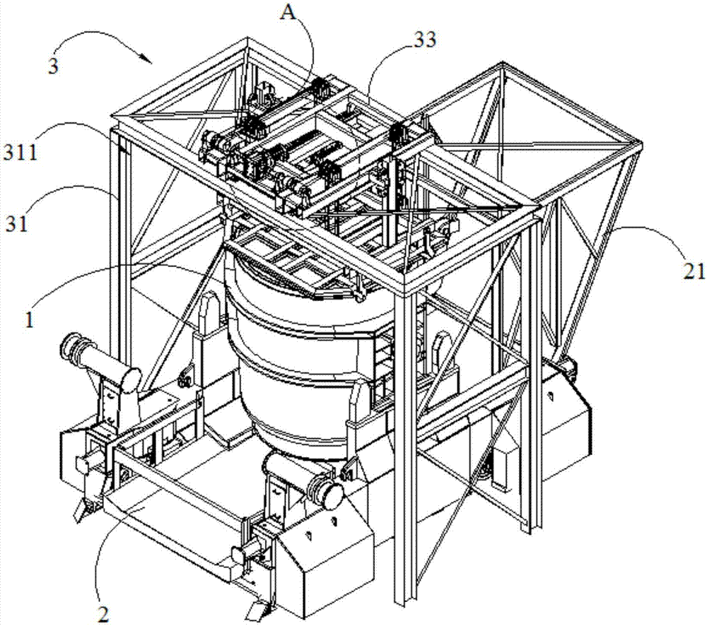 Cover adding and uncovering method and device for ladle in processing station