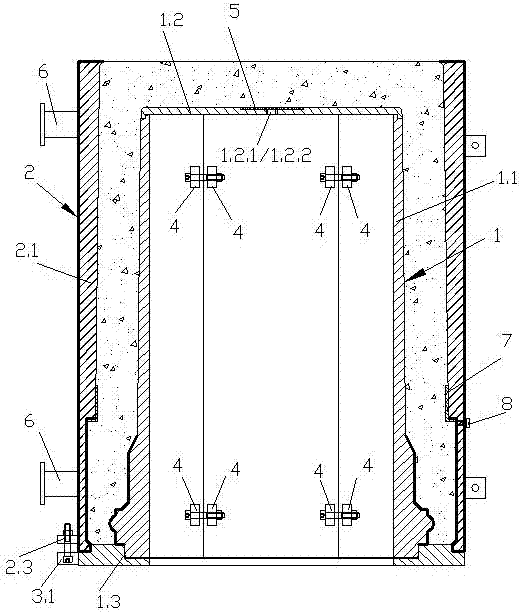 Steel pouring mould for concrete barrel-shaped container and assembly and disassembly methods thereof
