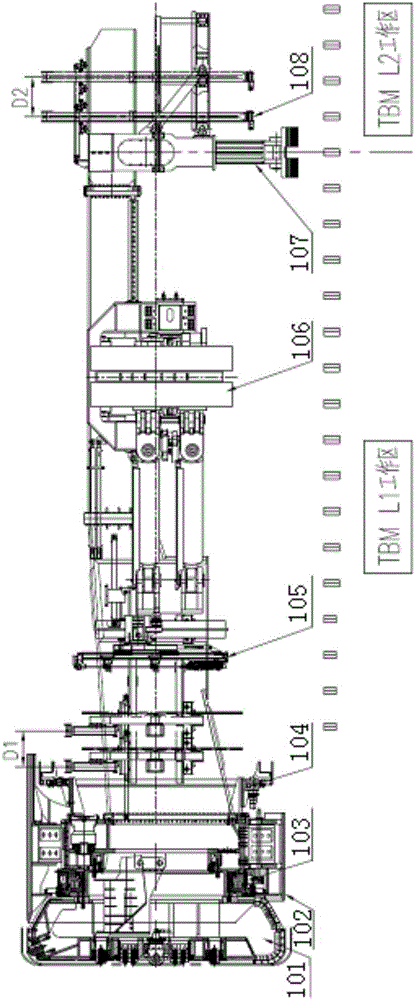 Steel arch splicing system of area L2 of heading machine