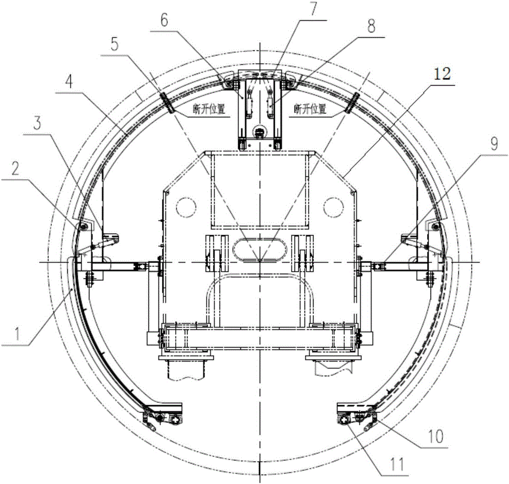 Steel arch splicing system of area L2 of heading machine