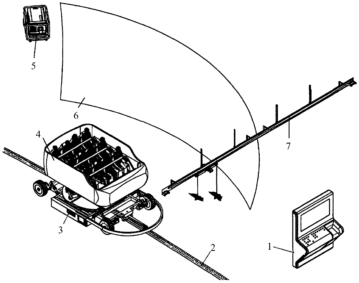 Monitoring system and method of rail vehicles in entertainment place