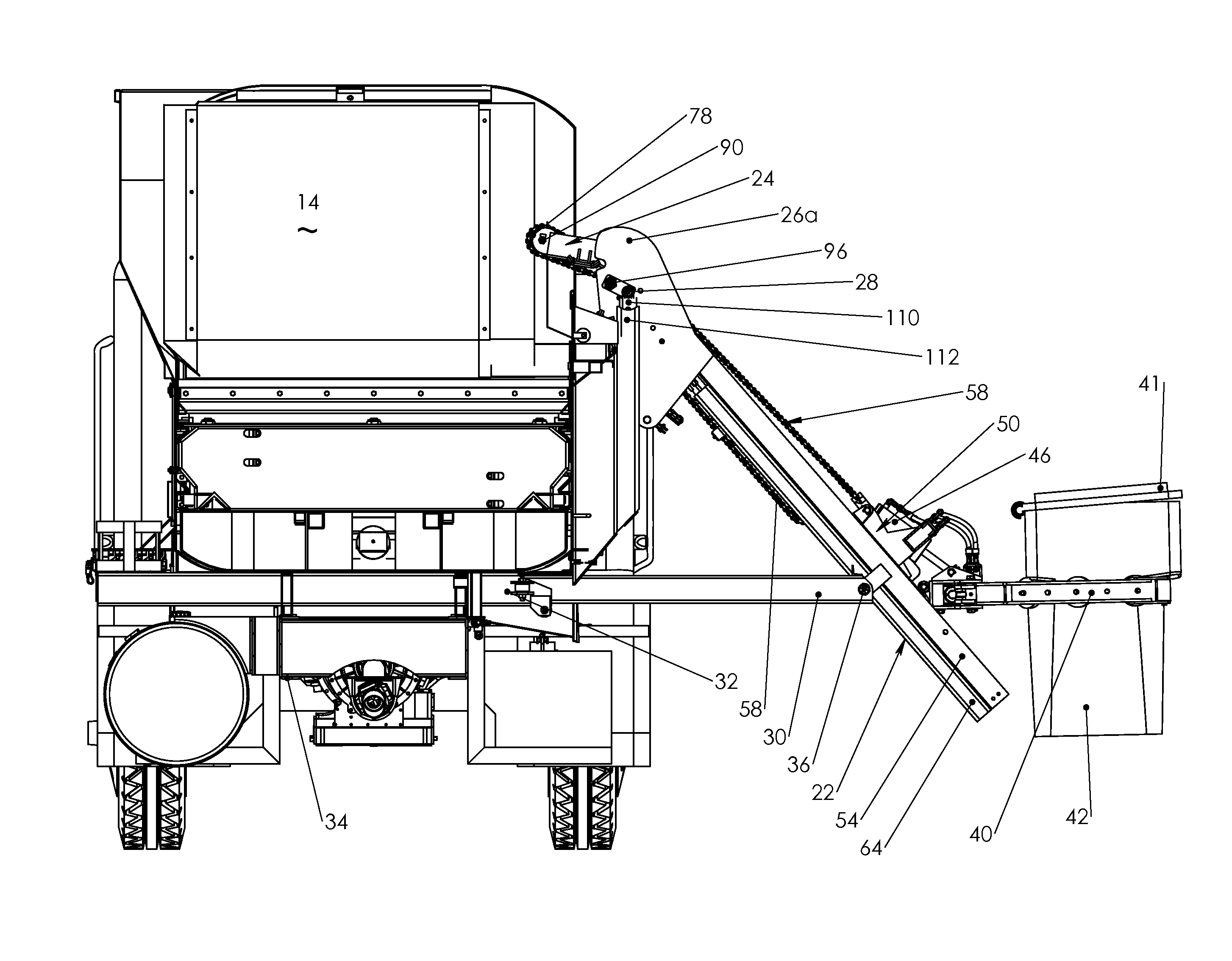 Side loader arm for refuse collection vehicle