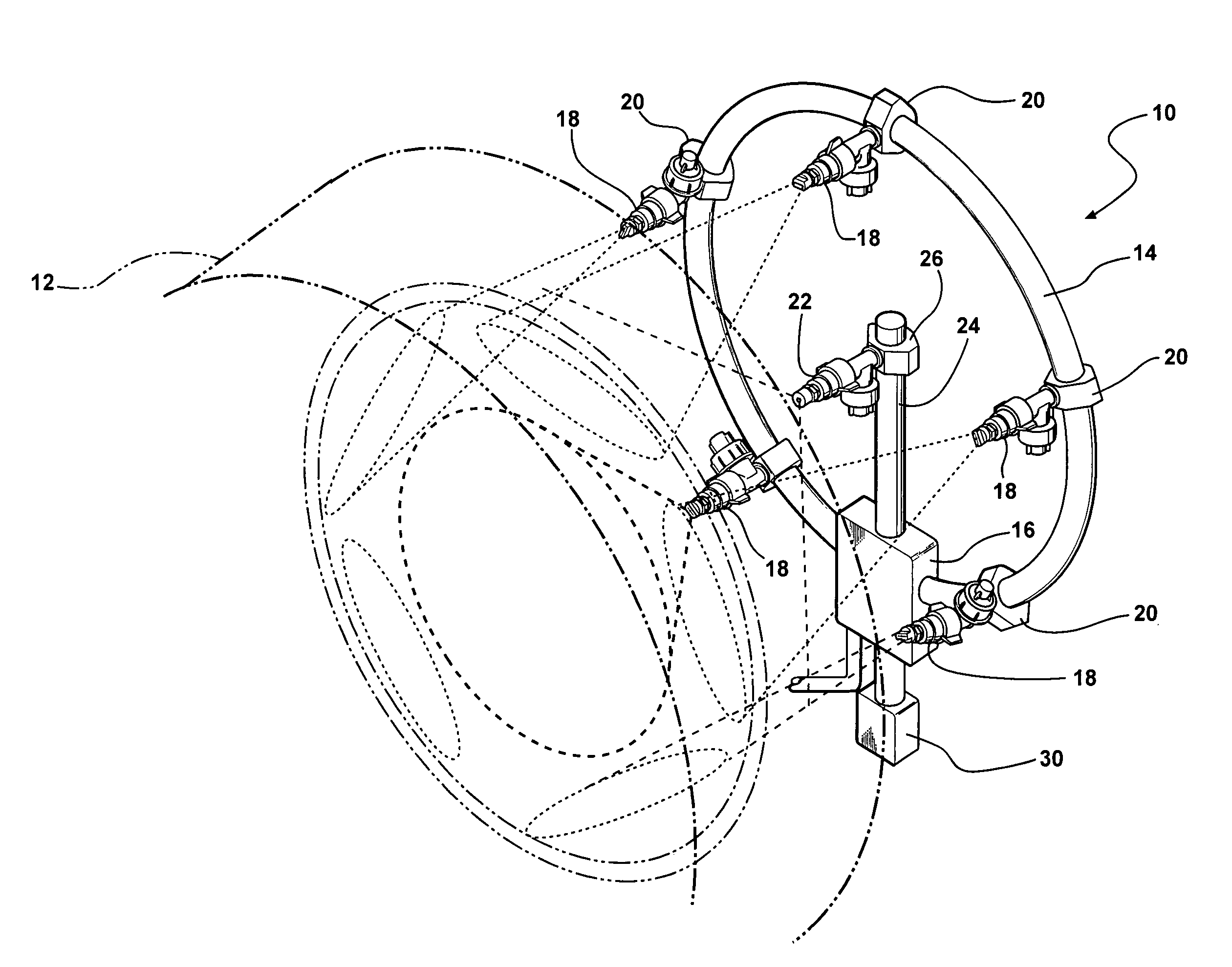 Spray-type automotive wheel washer