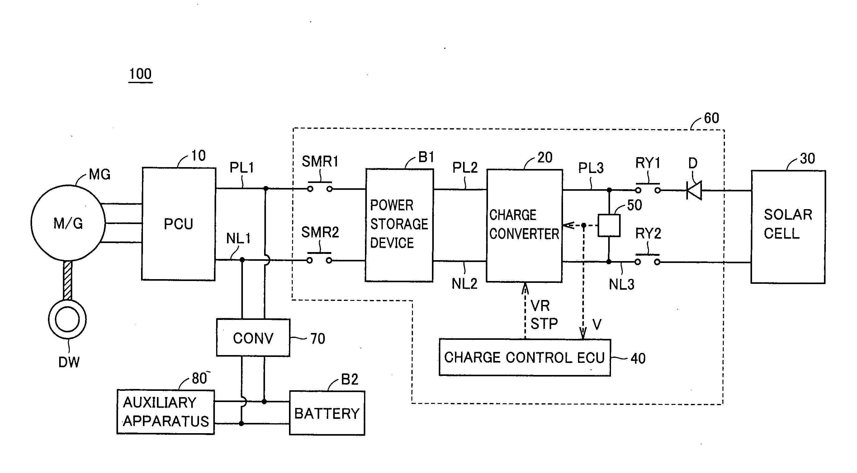 Solar Photovoltaic power generation system, vehicle, control method for solar photovoltaic power generation system, and computer-readable recording medium recorded with program to cause computer to execute control method
