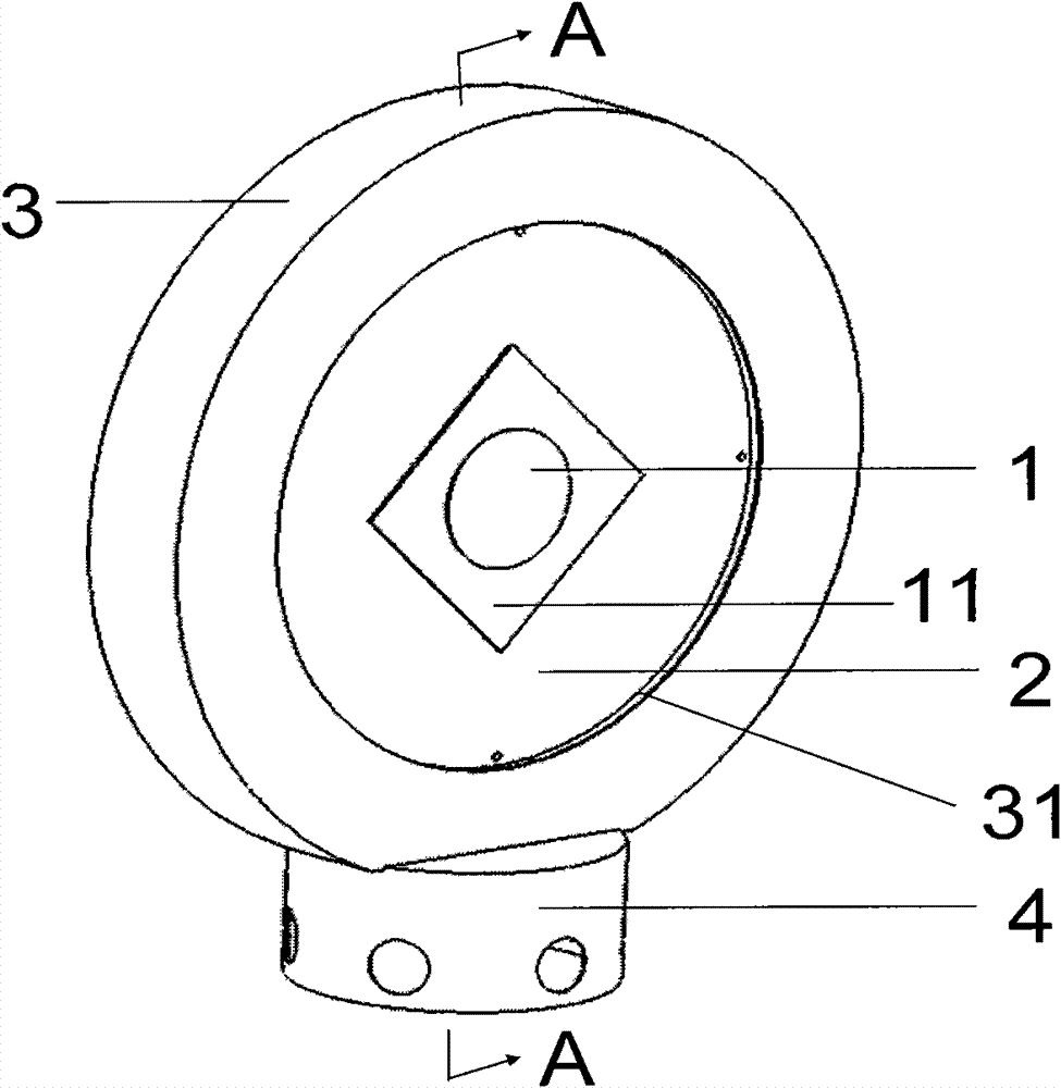 LED (light emitting diode) heat radiation packaging structure with air outlet at side face