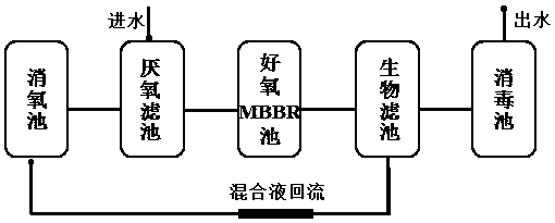 Rural domestic wastewater treatment device and process