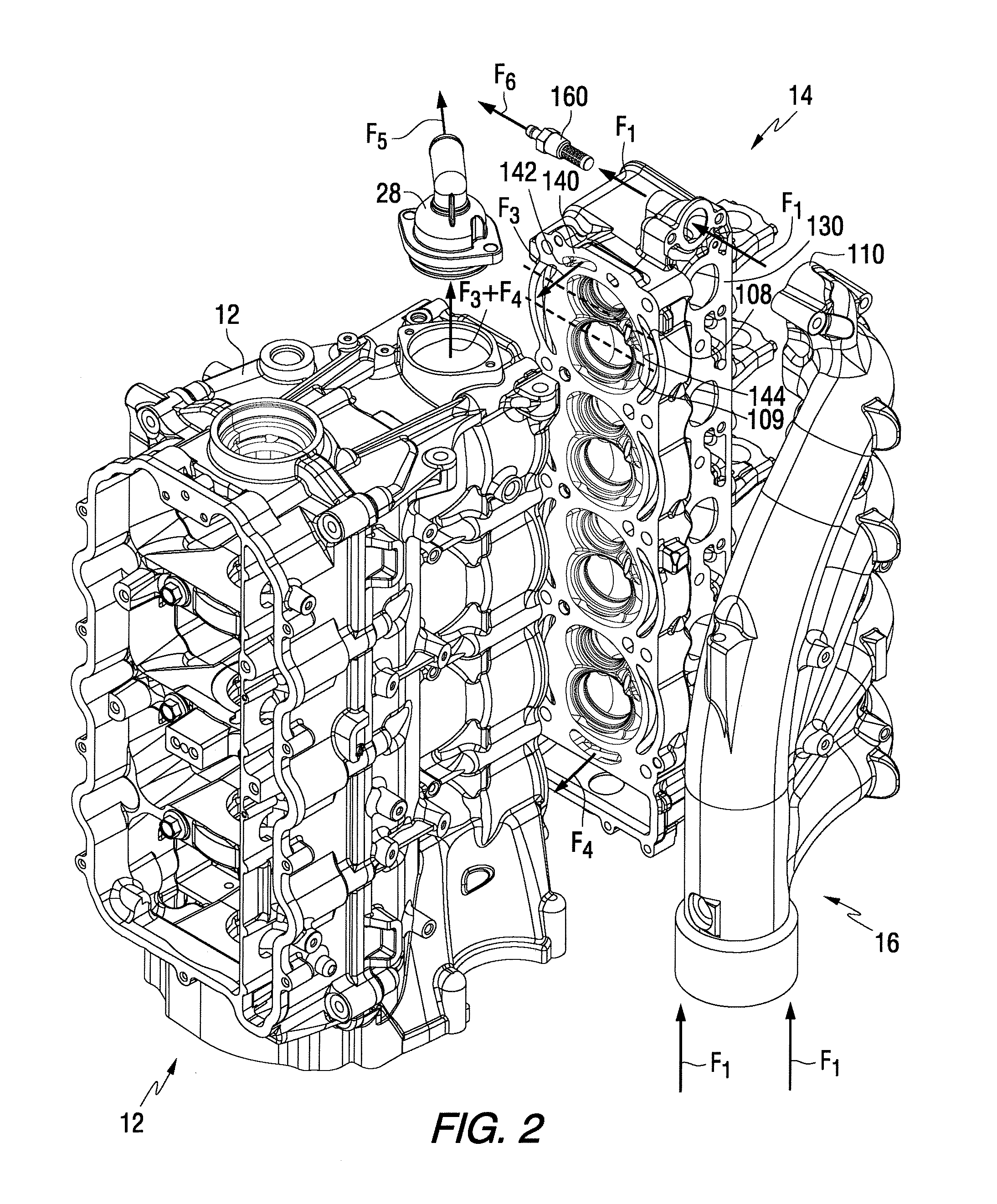 Method for cooling a four stroke marine engine with multiple path coolant flow through its cylinder head
