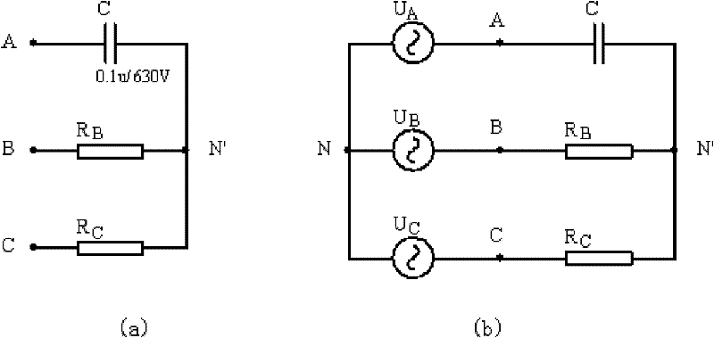 Phase sequence judging circuit based on asymmetrical three-phase circuit theory