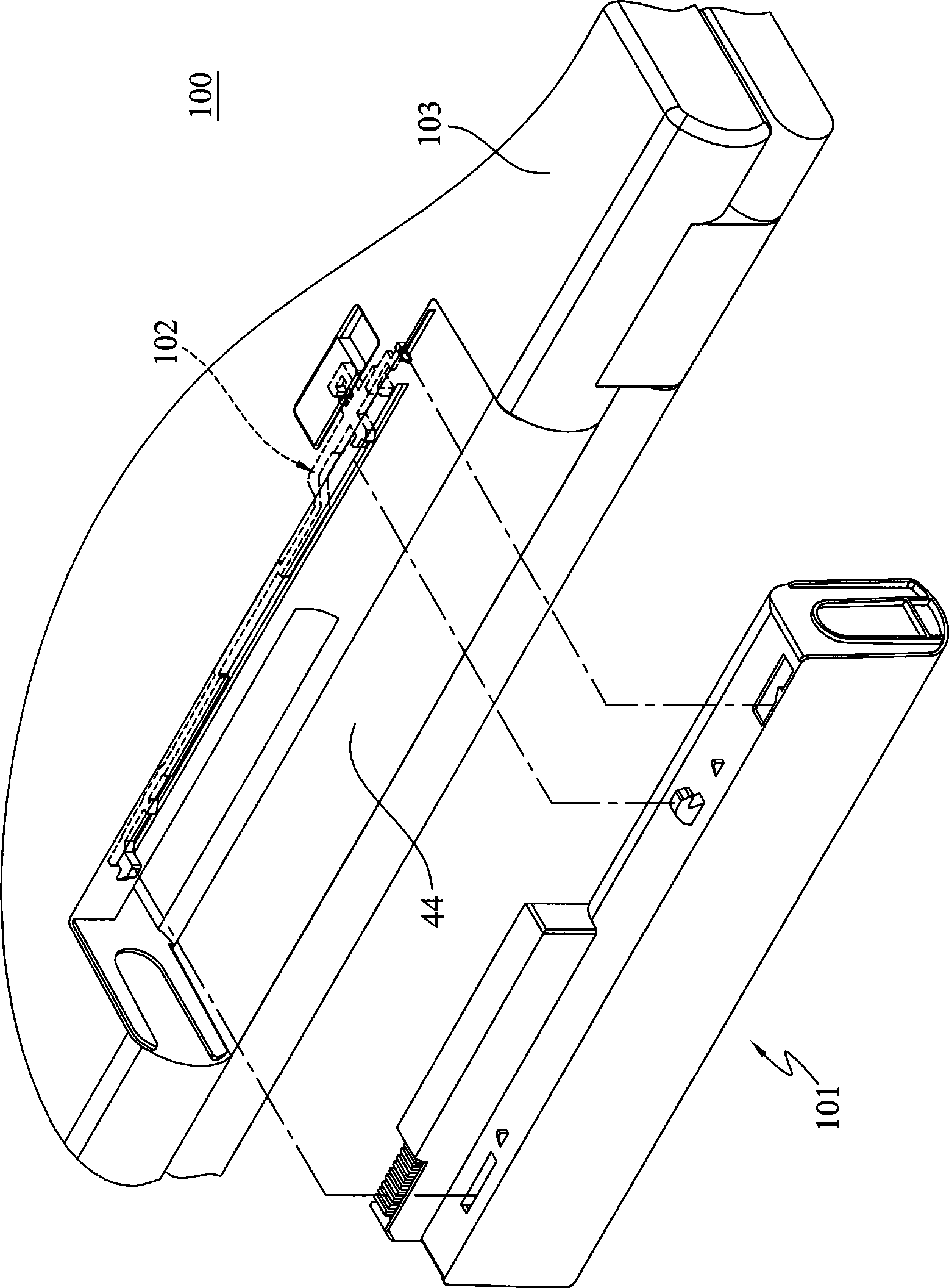Electronic device with locking battery module structure