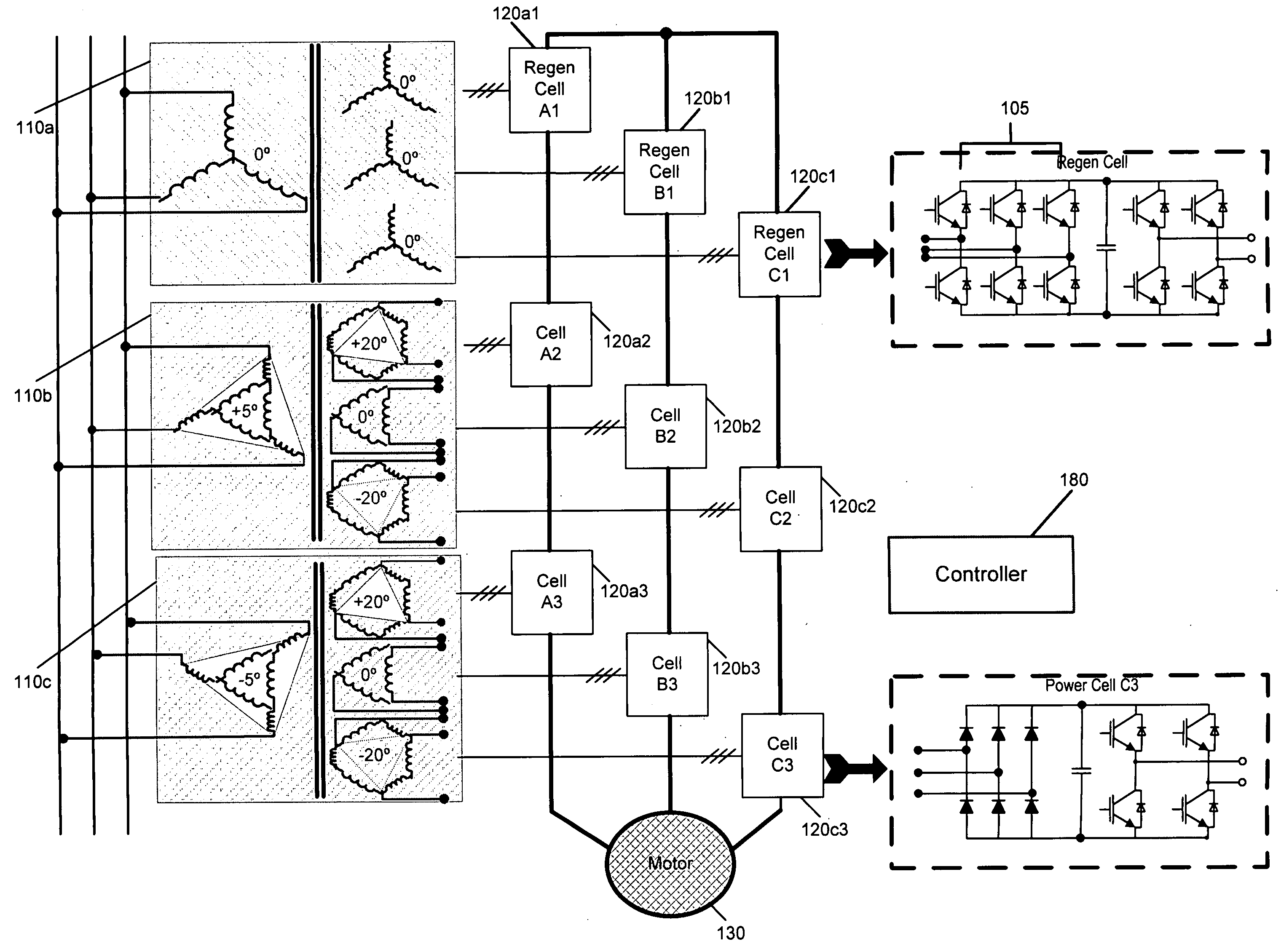 Partial regeneration in a multi-level power inverter