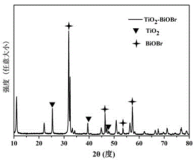 Flaky titanium dioxide/bismuth oxybromide composite photocatalyst and preparation method thereof
