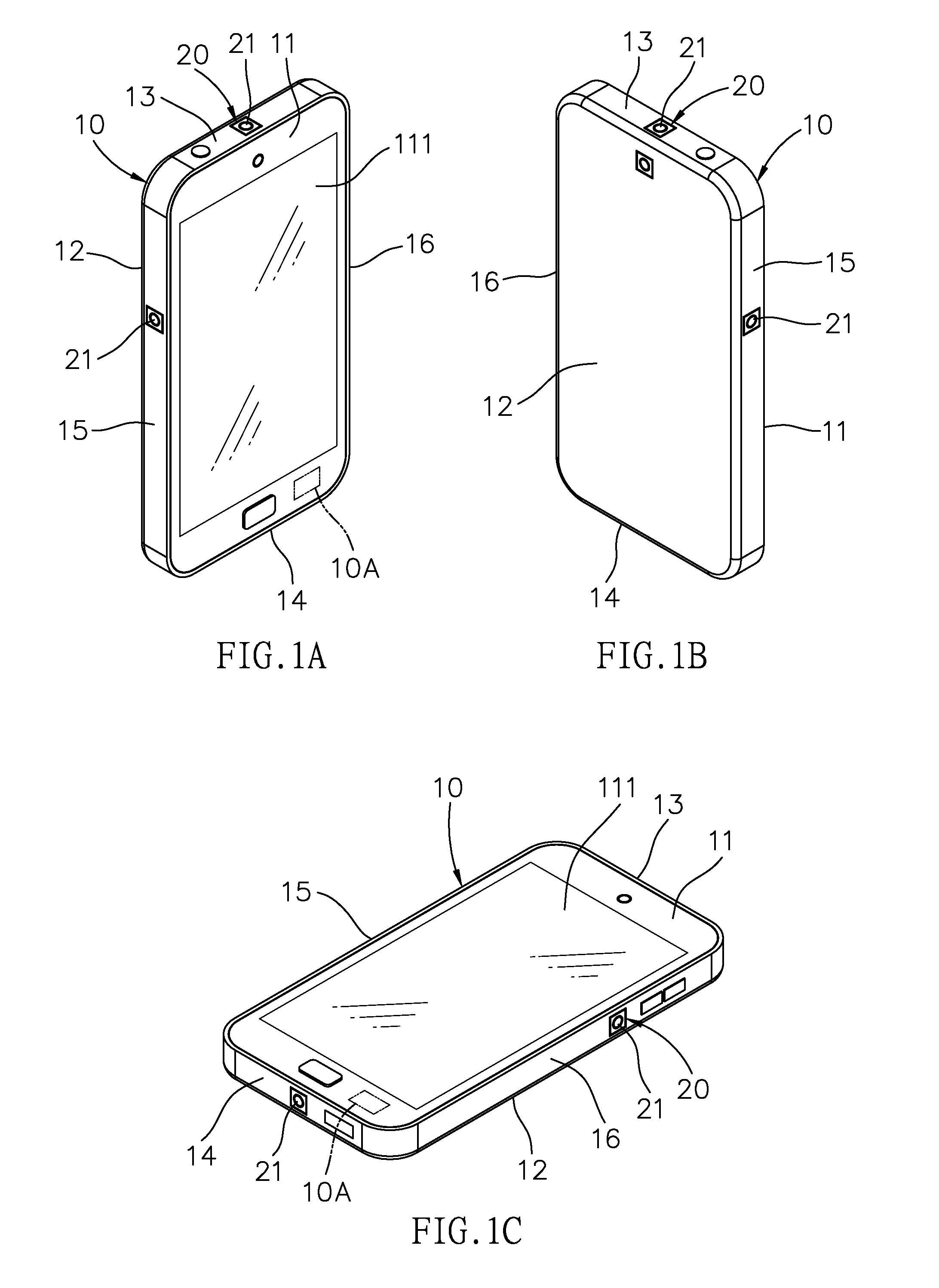 Handheld mobile apparatus with four-direction photography
