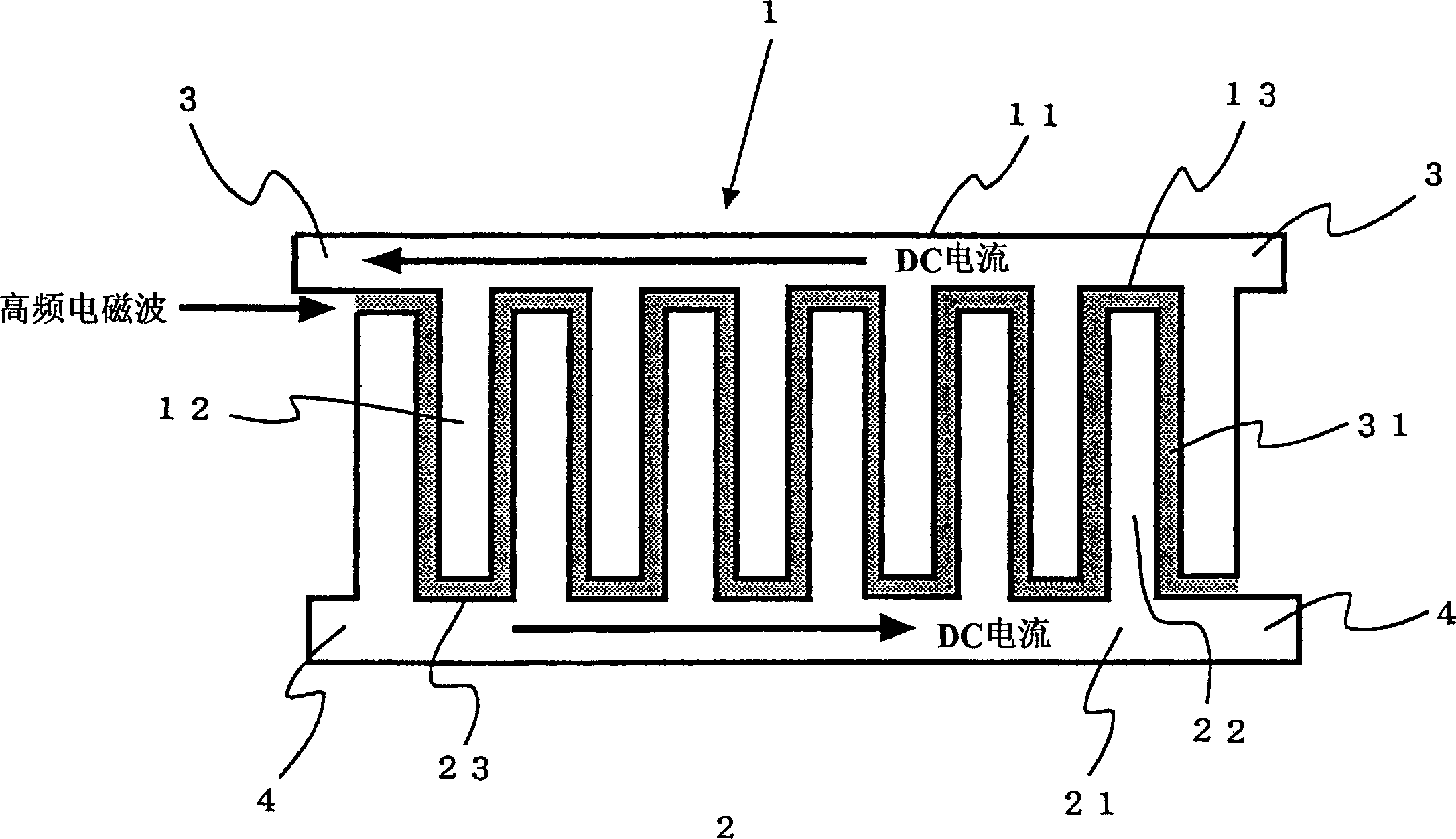 Parallel flat platc line-type element and circuit substrate