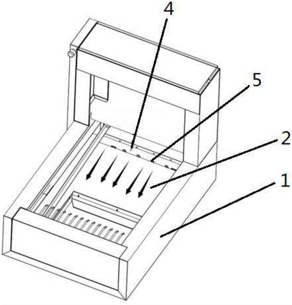 Automatic cleaning system for long queue type dish washing machine inlet end garbage